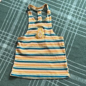 Striped Tank Top with Care Bear Patch size Small 😎❤️